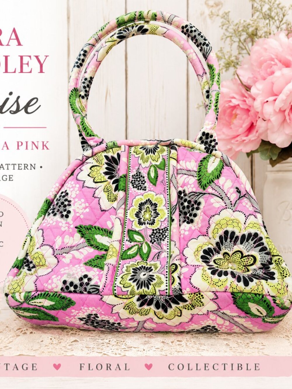 Vera Bradley Eloise Priscilla Pink Retired Floral Quilted Shoulder Bag Purse